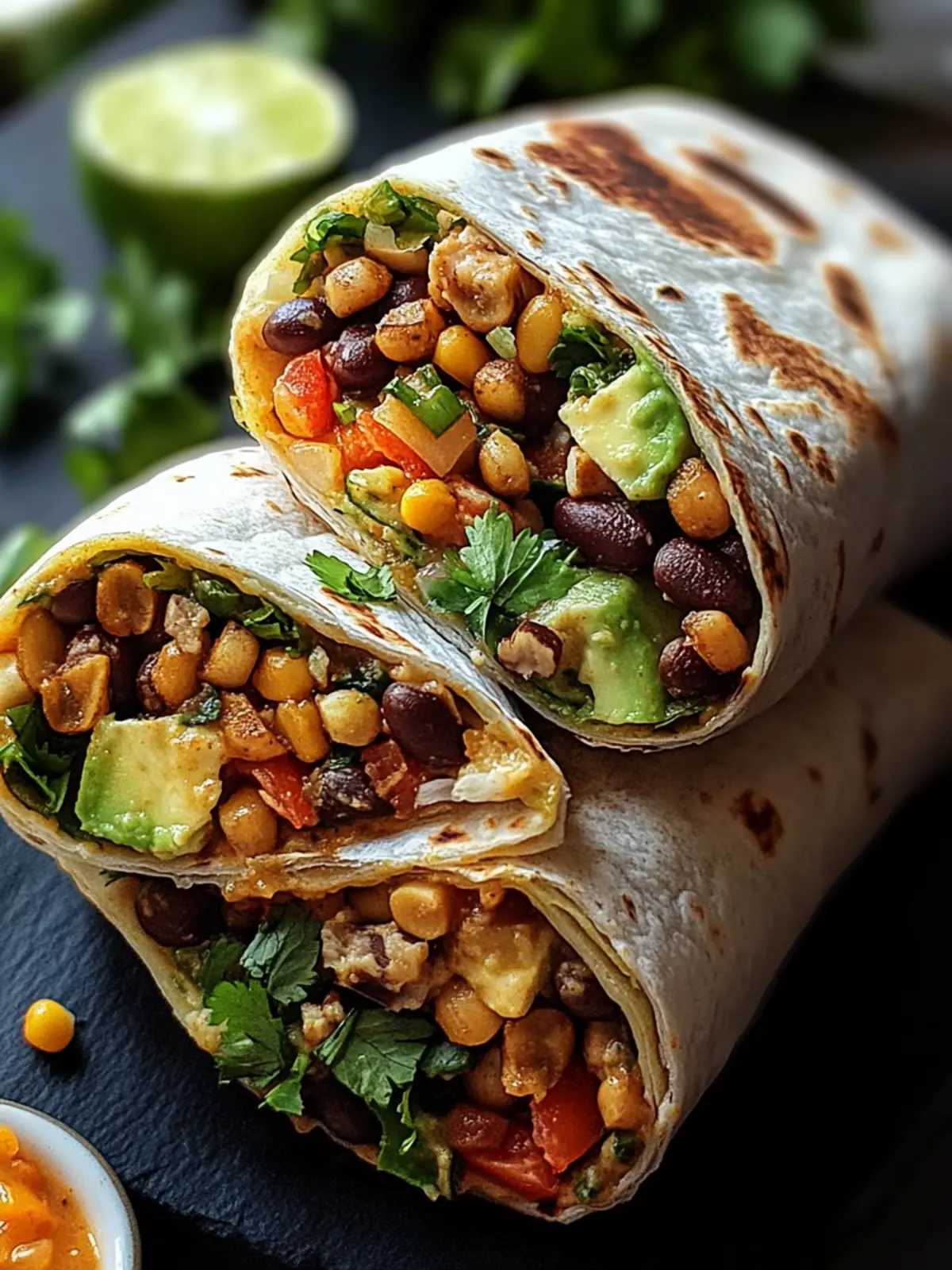 Vegetarische Burritos mit Linsen und Walnüssen