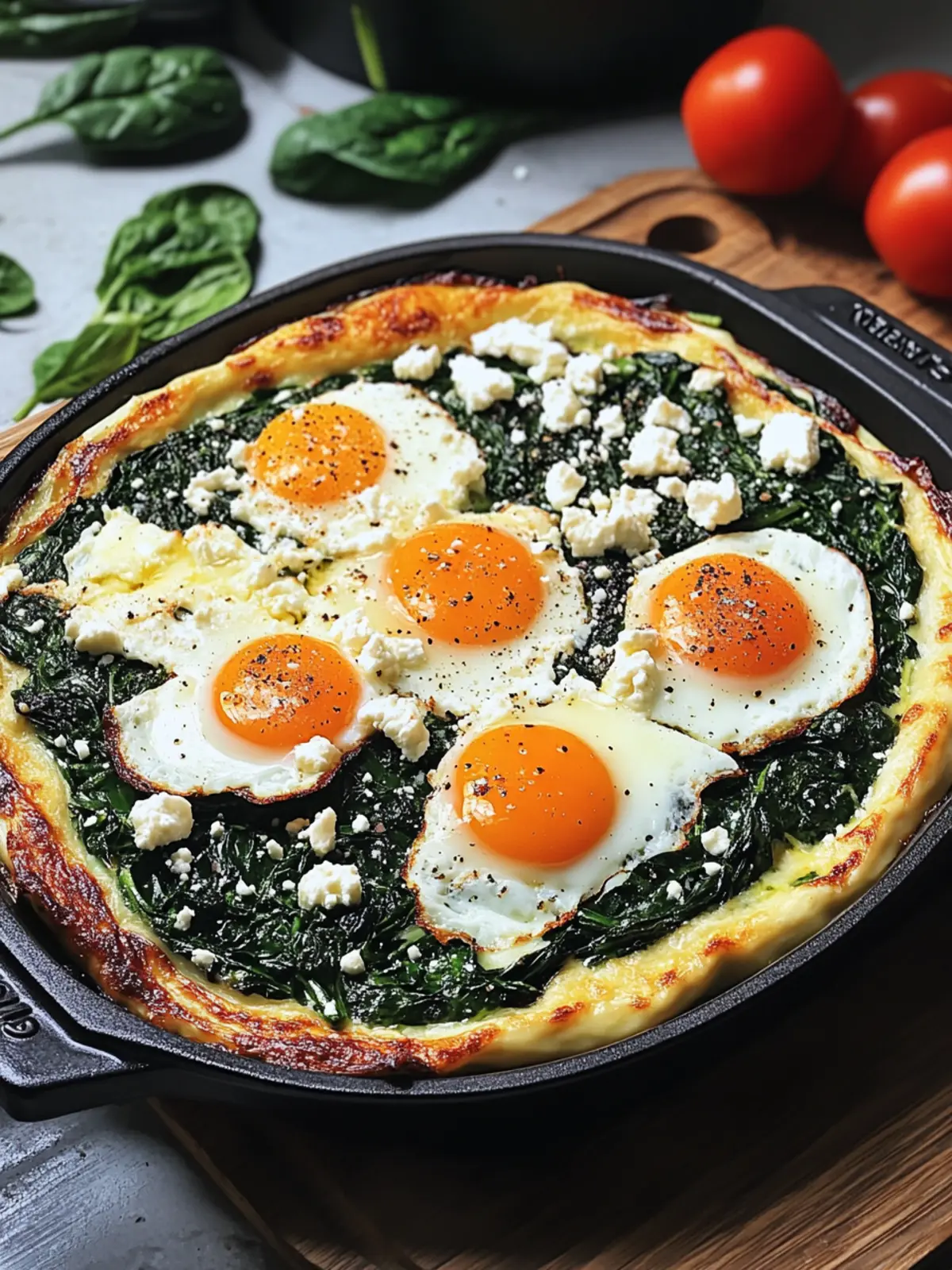 Low Carb Spinatauflauf mit Feta und Ei