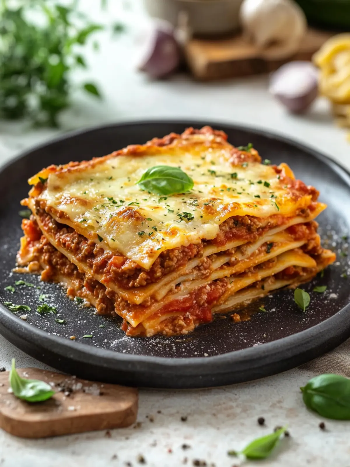 Vegetarische Lasagne mit Linsenbolognese und hausgemachter Pasta
