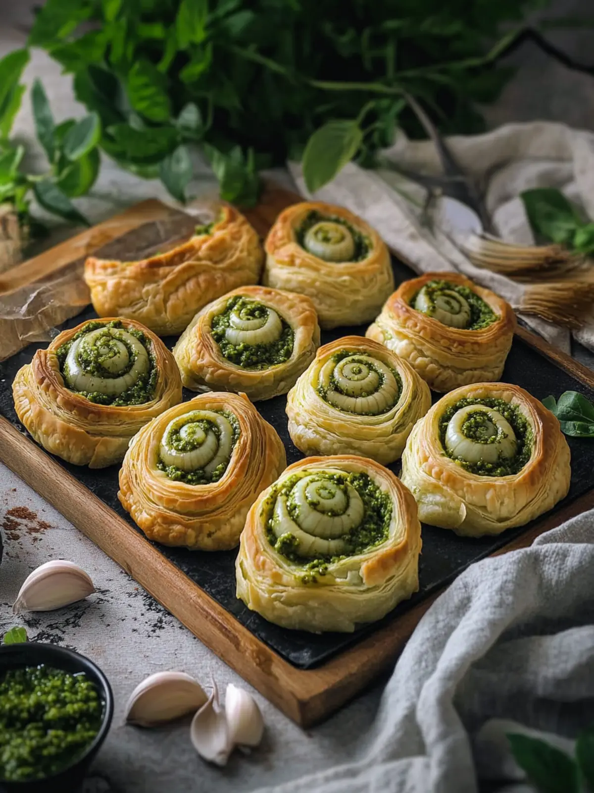 Simple puff pastry twists with pesto