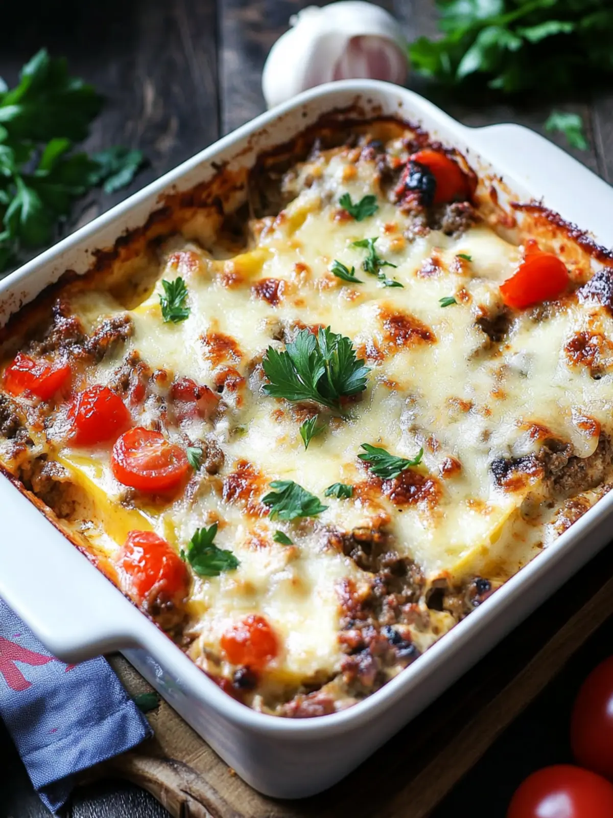 Gyros casserole baked with cheese