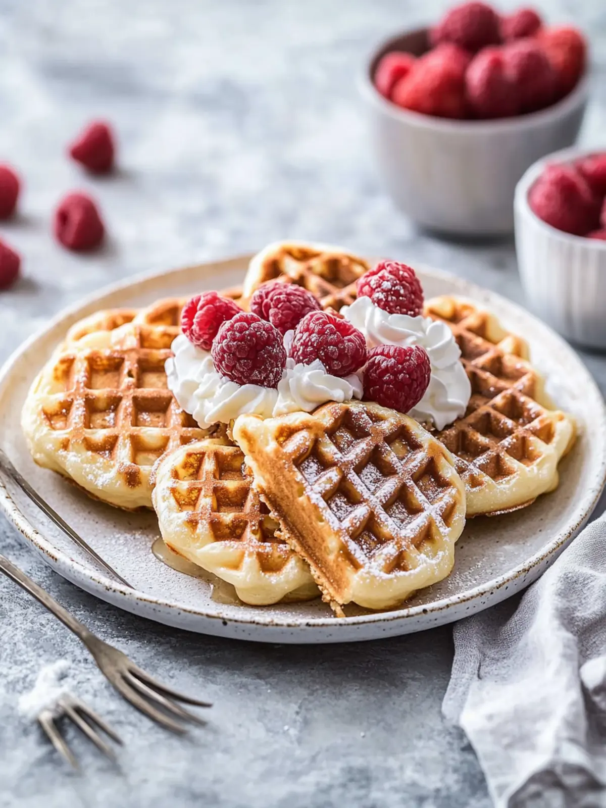 Herz Waffeln zum Frühstück am Muttertag