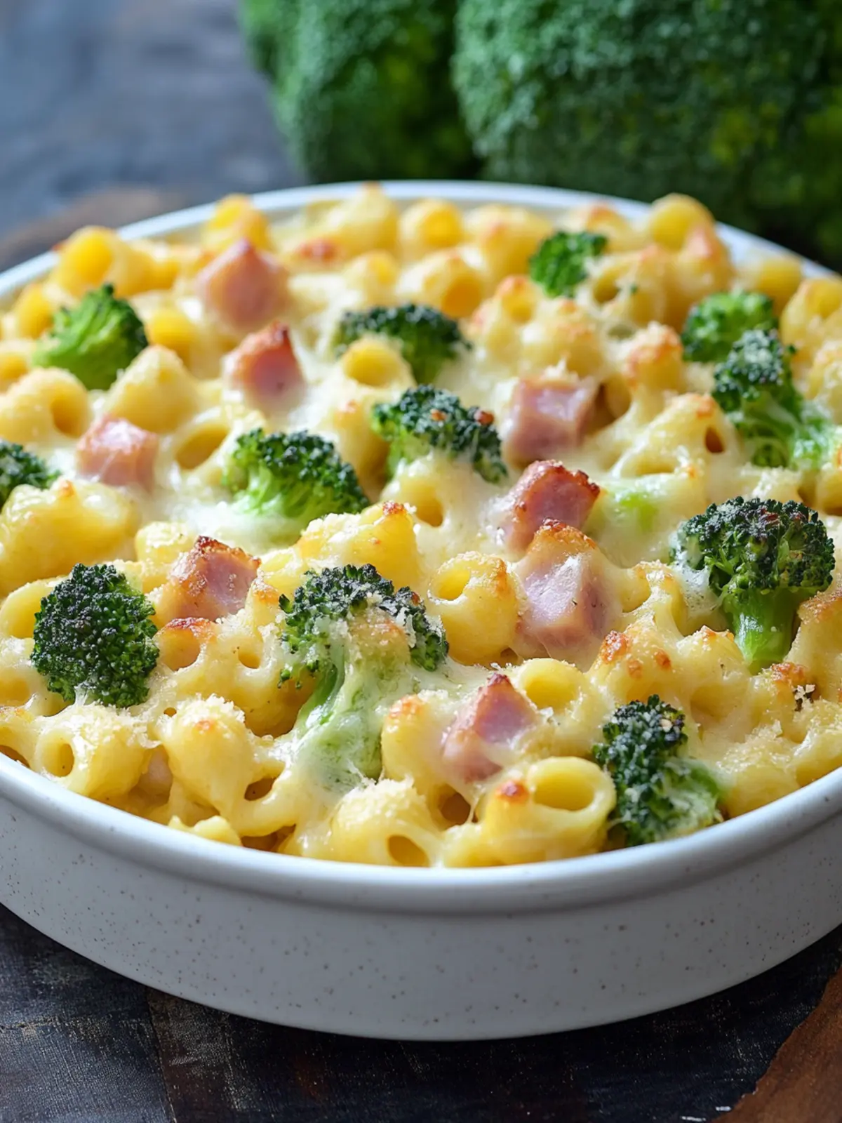 Schnelles Mittagessen deluxe: Cremiger Nudelauflauf mit Brokkoli & Schinken – ein Muss