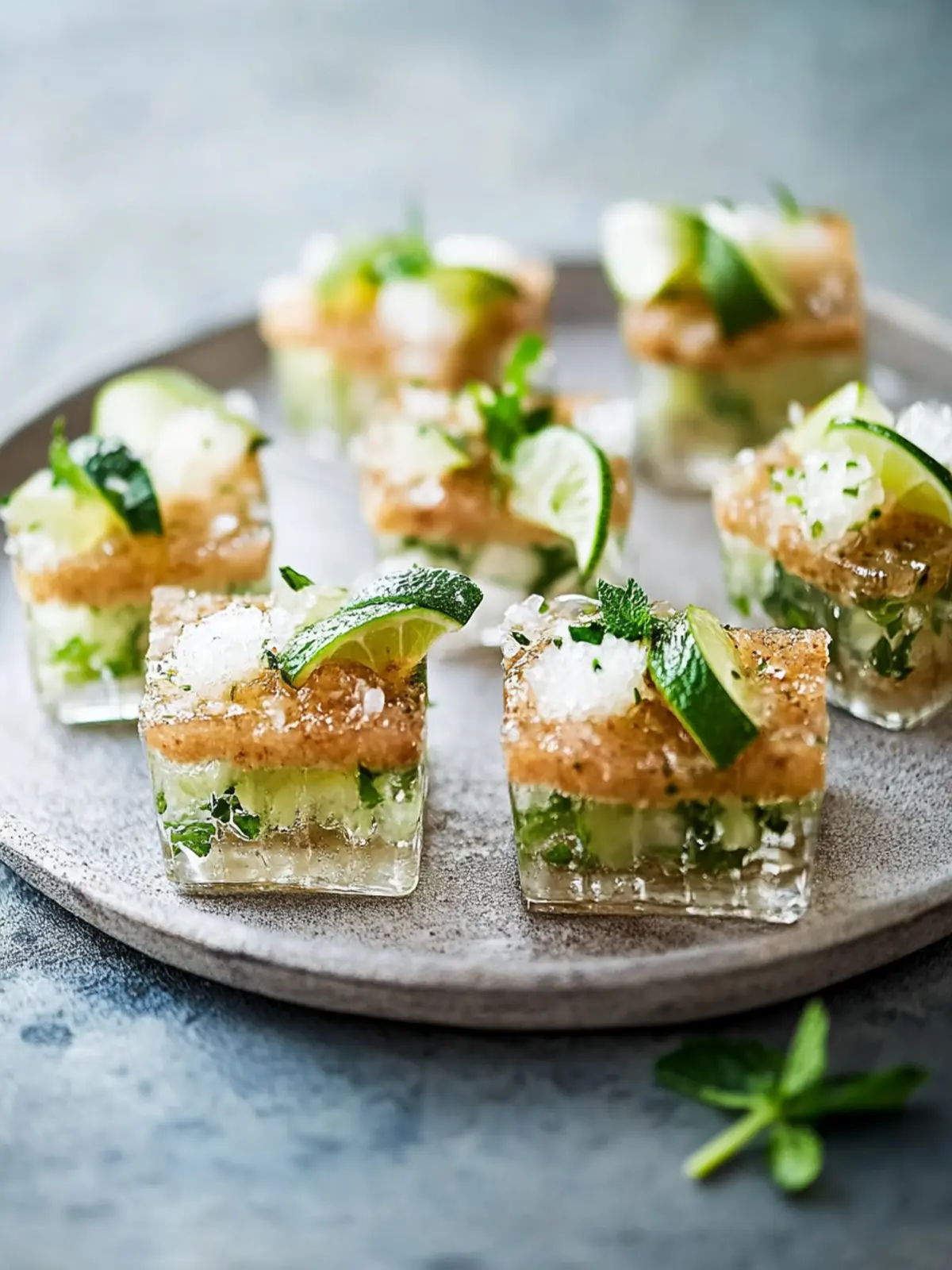 Knuspriger Reis, Saté, Limettenblatt