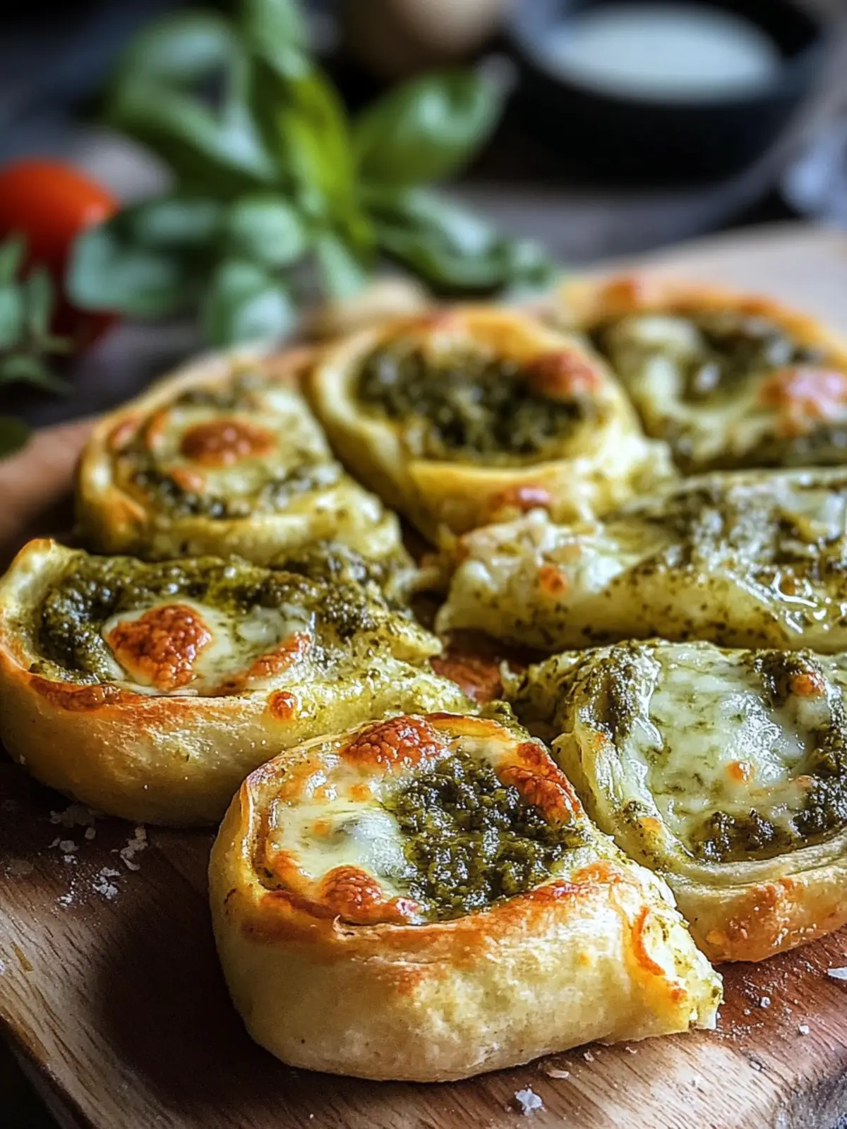 Pizzaschnecken mit Pesto und Mozzarella