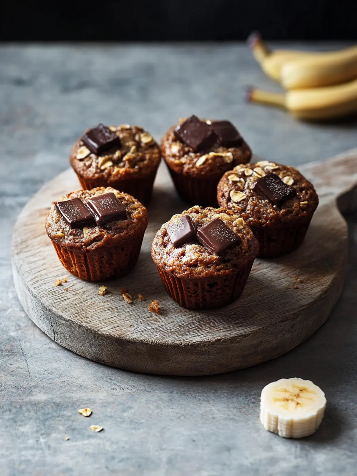 Mit Schokolade gefüllte Bananenbrot Muffins