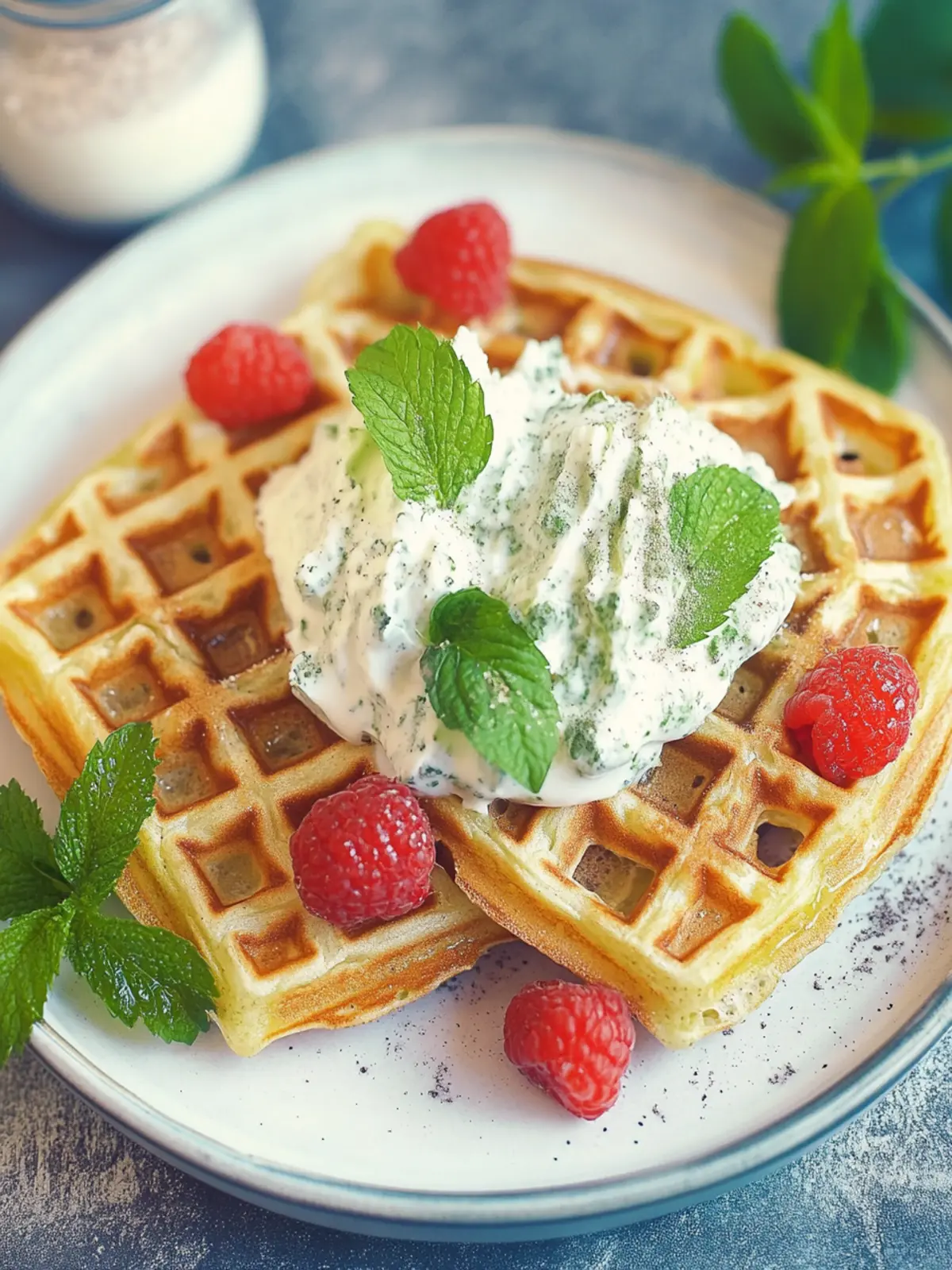 Erbsenwaffeln mit Sojajoghurt