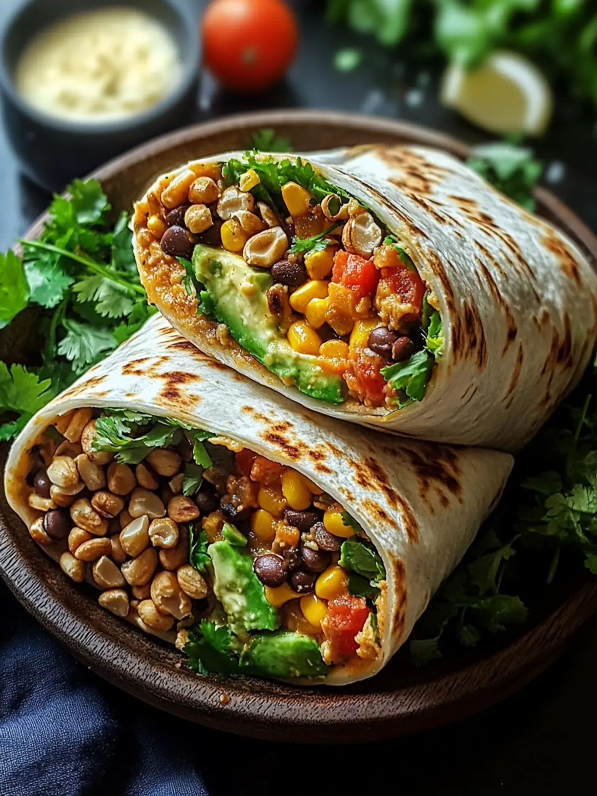 Vegetarische Burritos mit Linsen und Walnüssen