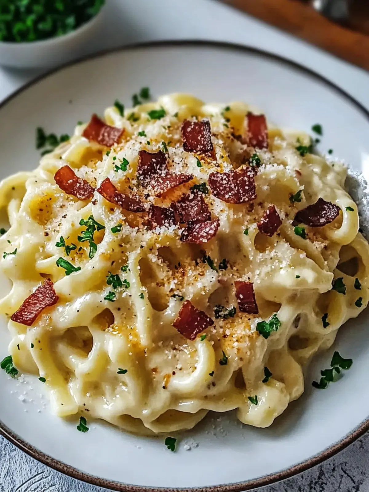 Spätzle-Carbonara mit knusprigem Speck genießen