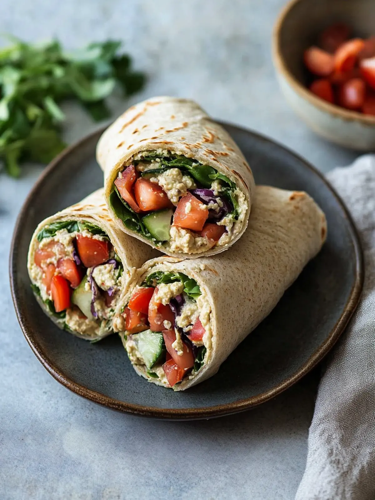 Veganer Wrap mit Hummus