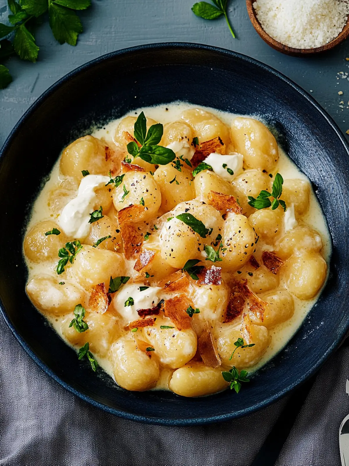 Hähnchen-Gnocchi-Pfanne in Pfeffercreme