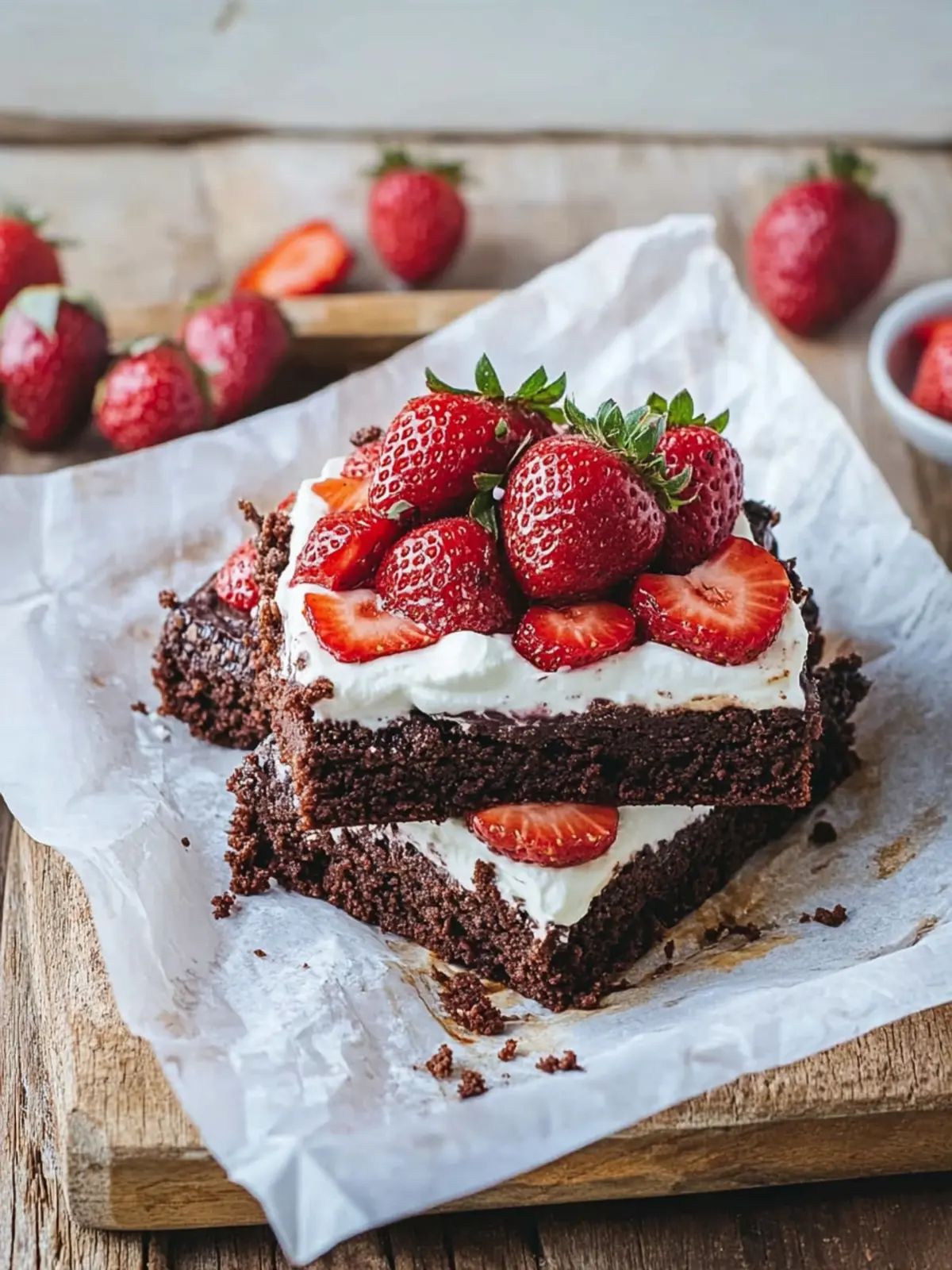 Erdbeer Schokoladen Brownie mit Mascarponecreme (wenig Zucker - mehr Gemüse)