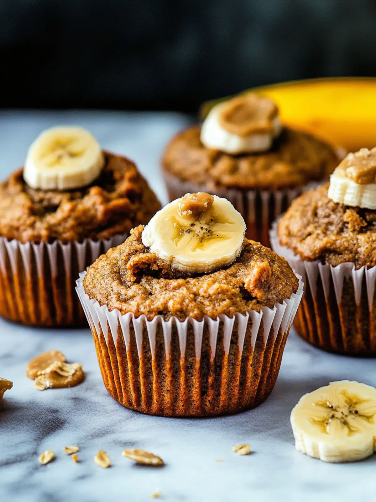 Gesunde Erdnussbutter-Bananen-Muffins