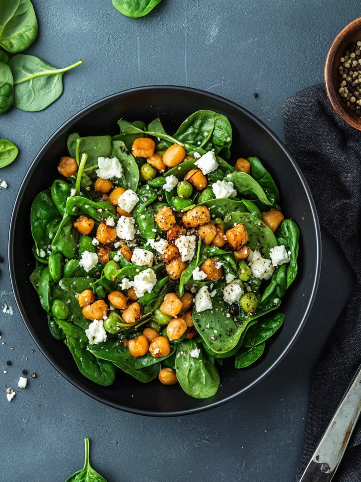 Grüner Geist: Kichererbsen-Spinat-Salat mit Feta