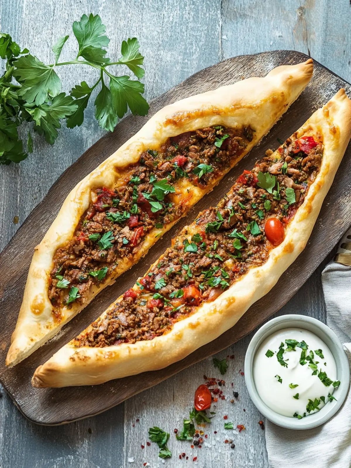 Türkische Pide mit Hackfleisch: Herzhafte Brotschiffchen