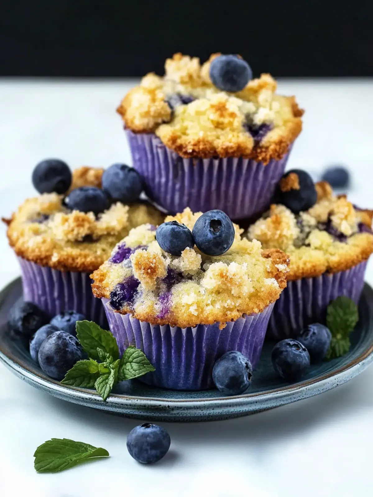 Blaubeermuffins mit Streusel - zuckerfrei und gesund