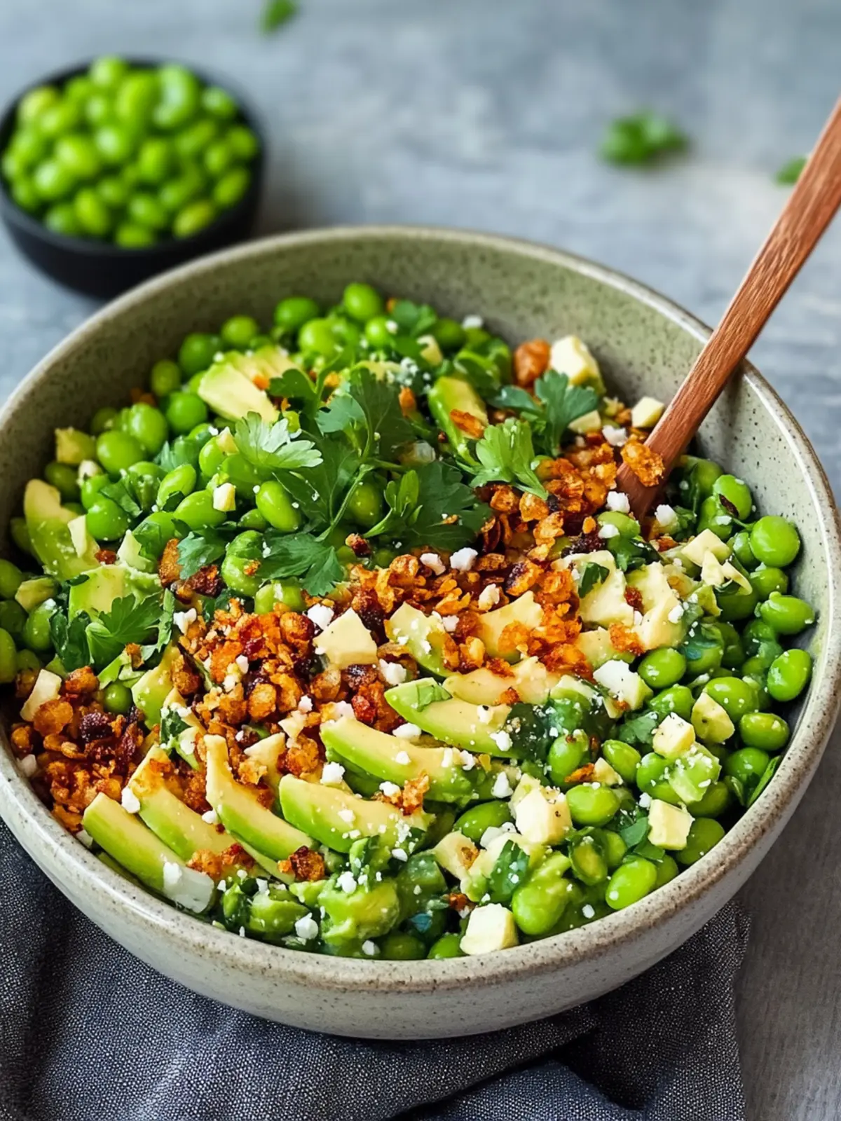Crispy Reissalat mit Avocado, Gurke und Edamame