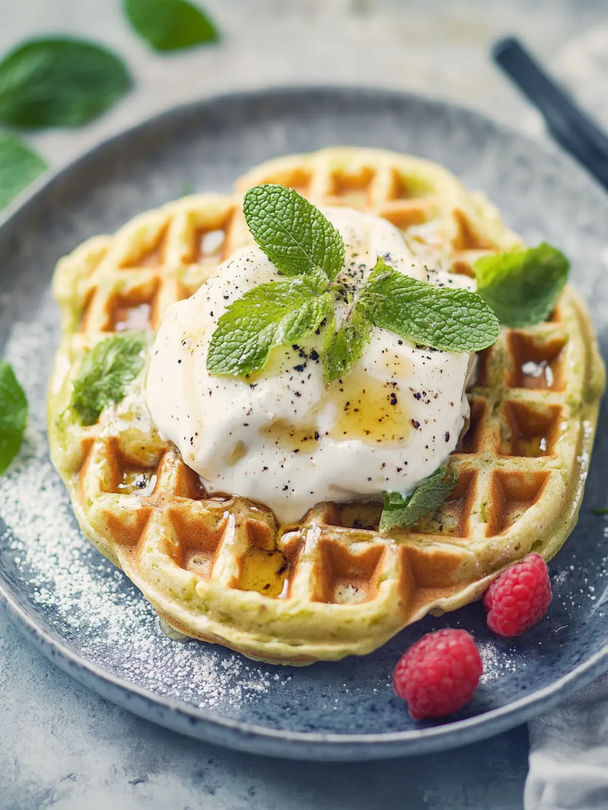 Erbsenwaffeln mit Sojajoghurt