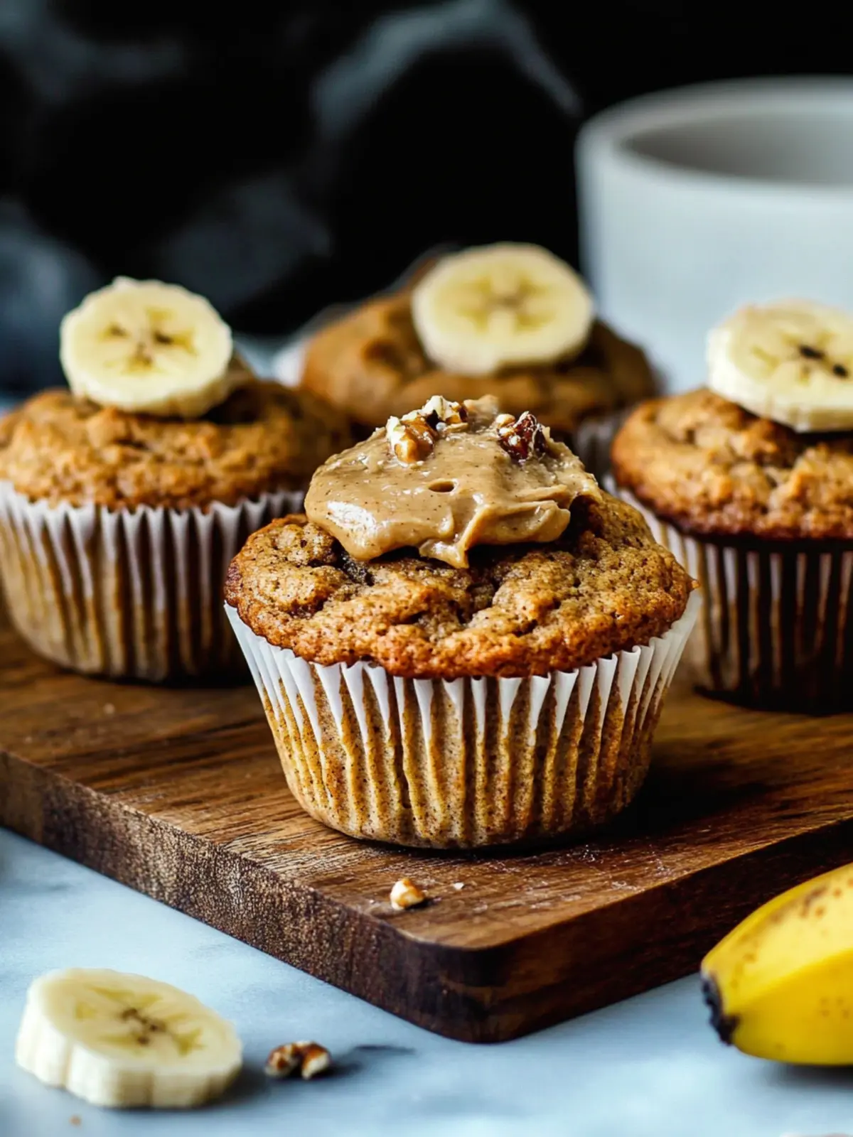 Gesunde Erdnussbutter-Bananen-Muffins