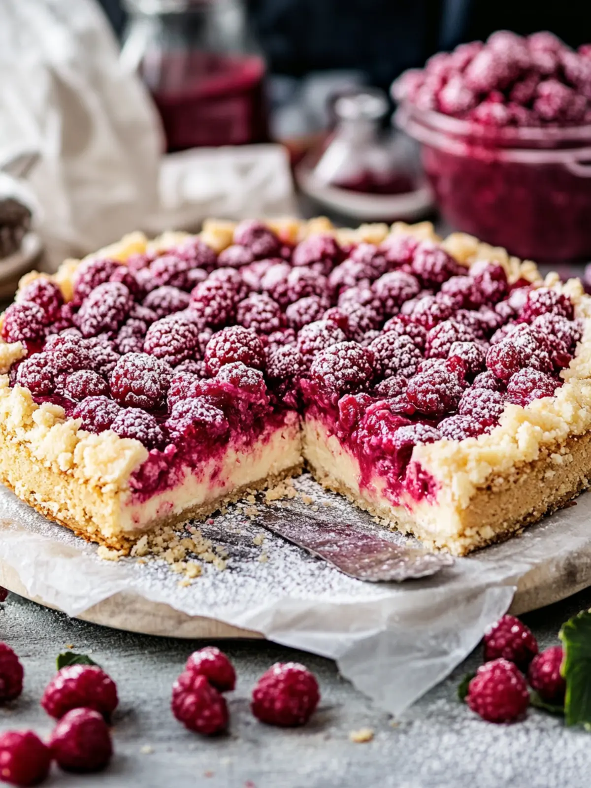 Himbeer Cheesecake – Käsekuchen mit Himbeeren & Streuseln