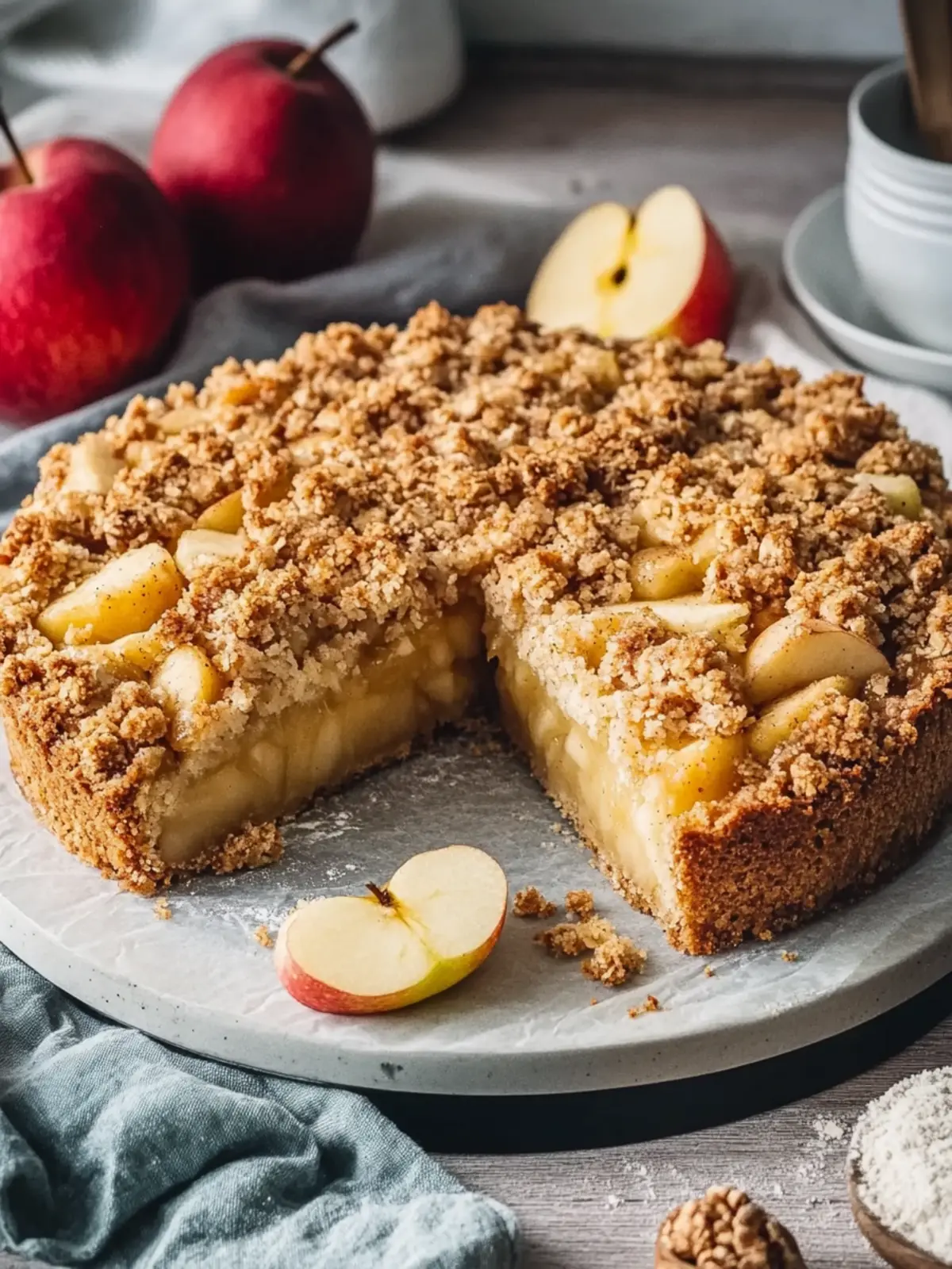Veganer Apfelkuchen mit Zimtstreuseln