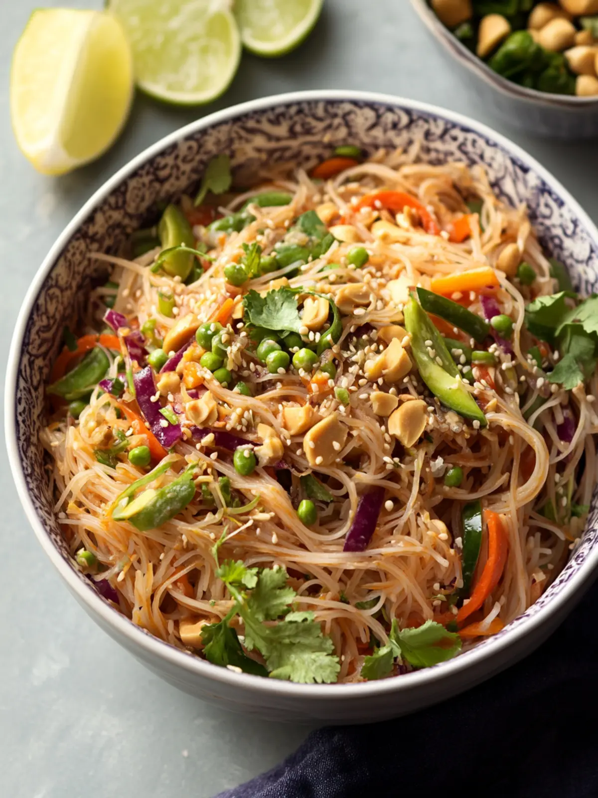 Spicy noodle salad with peanut sauce