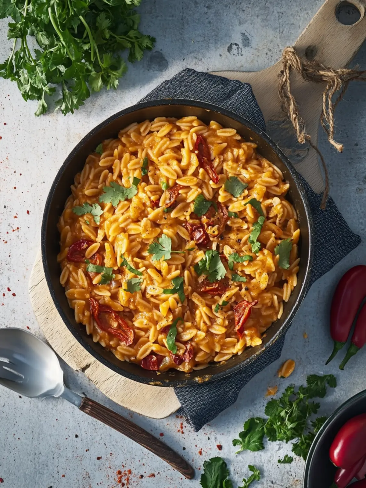 Ultra cremiger Orzo-Paprika Topf in 45 Minuten