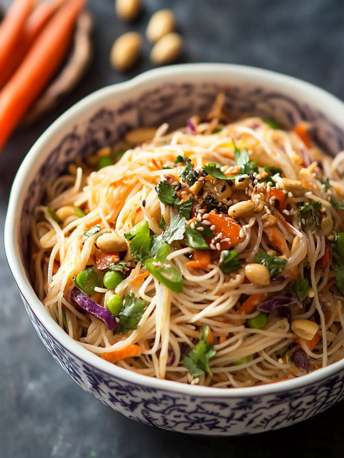 Spicy noodle salad with peanut sauce