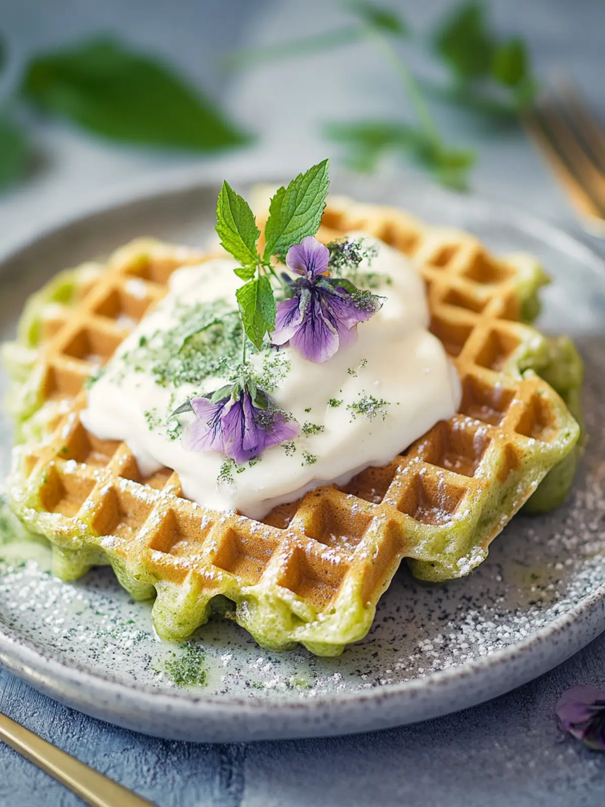 Erbsenwaffeln mit Sojajoghurt