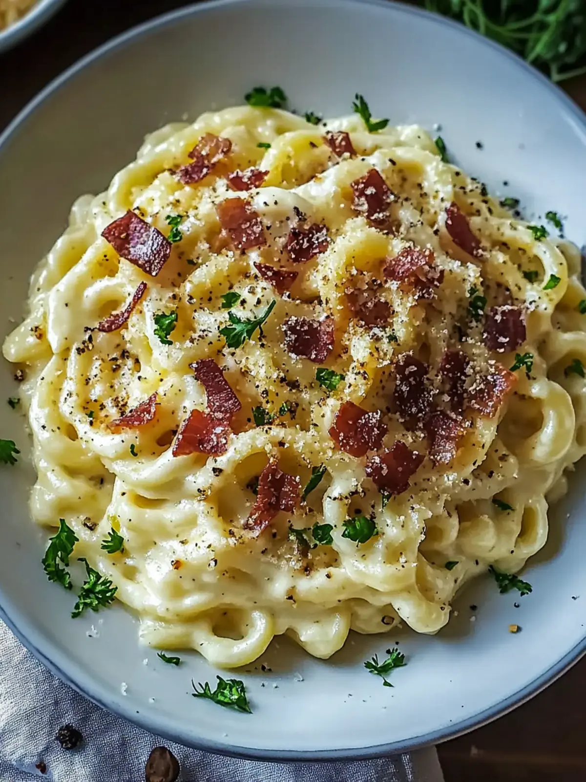 Spätzle-Carbonara mit knusprigem Speck genießen