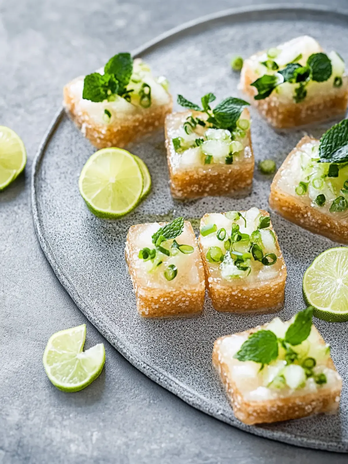 Knuspriger Reis, Saté, Limettenblatt