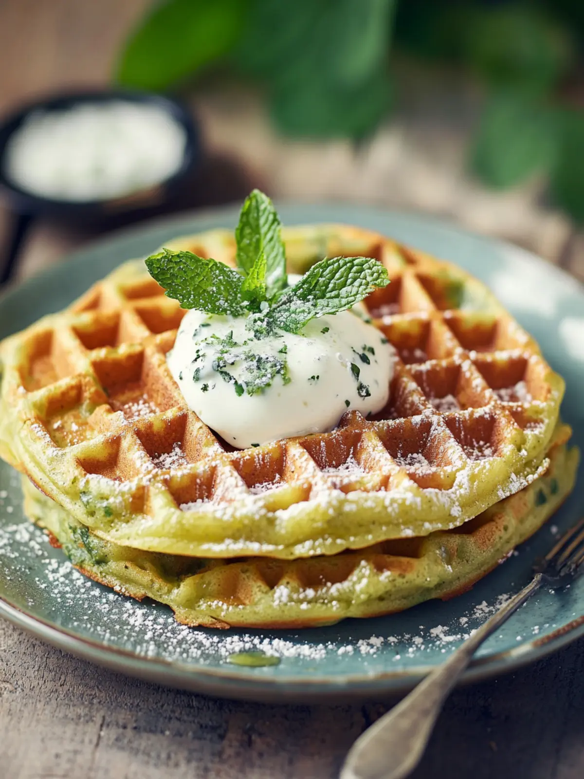 Erbsenwaffeln mit Sojajoghurt