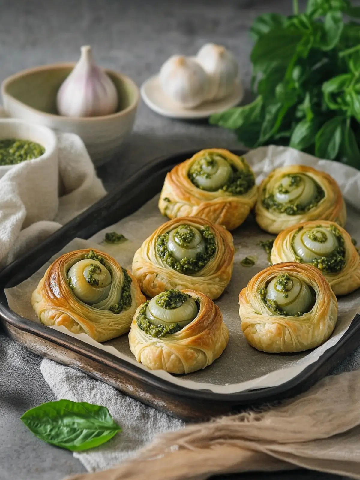 Simple puff pastry twists with pesto