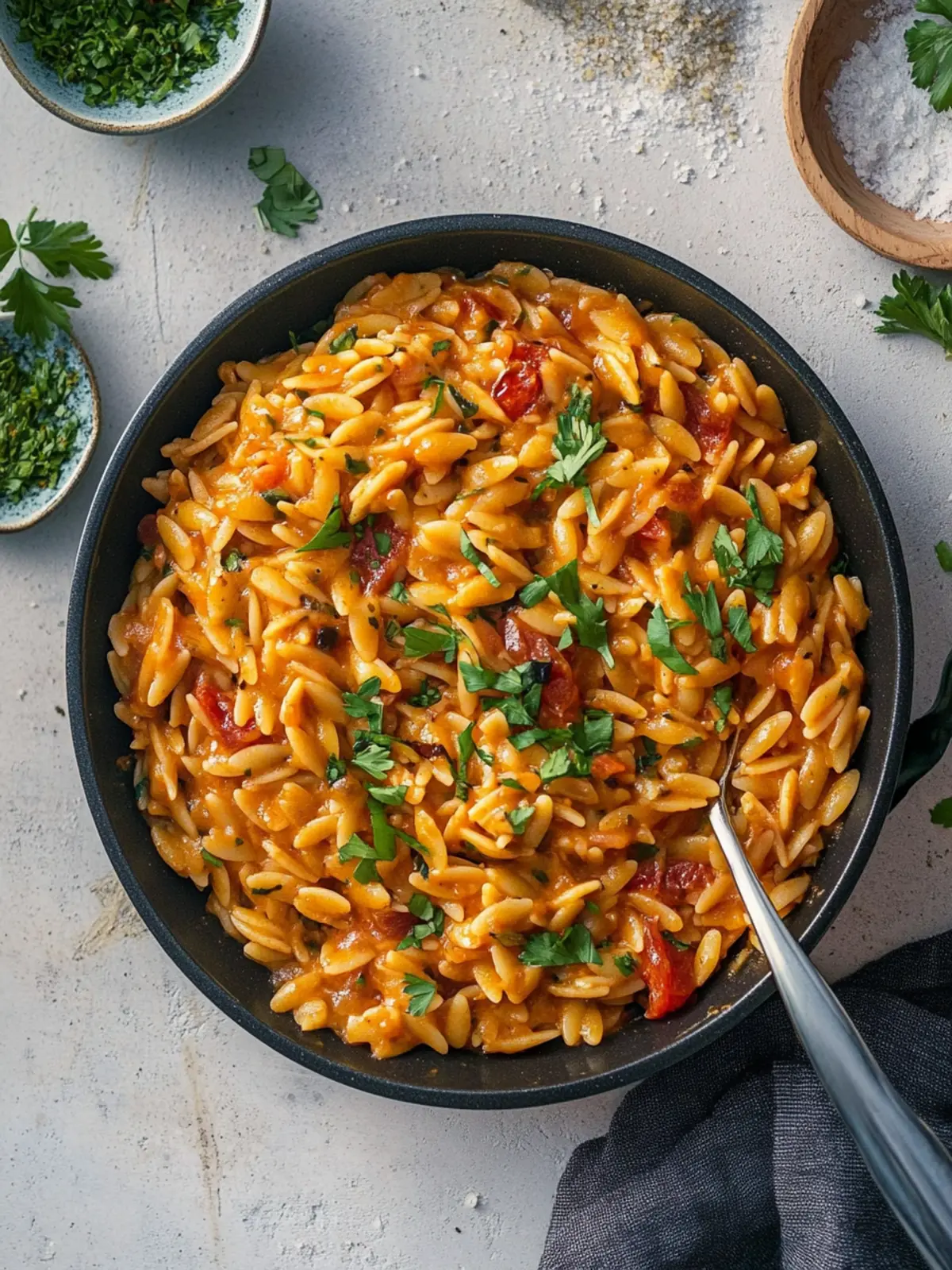 Ultra cremiger Orzo-Paprika Topf in 45 Minuten