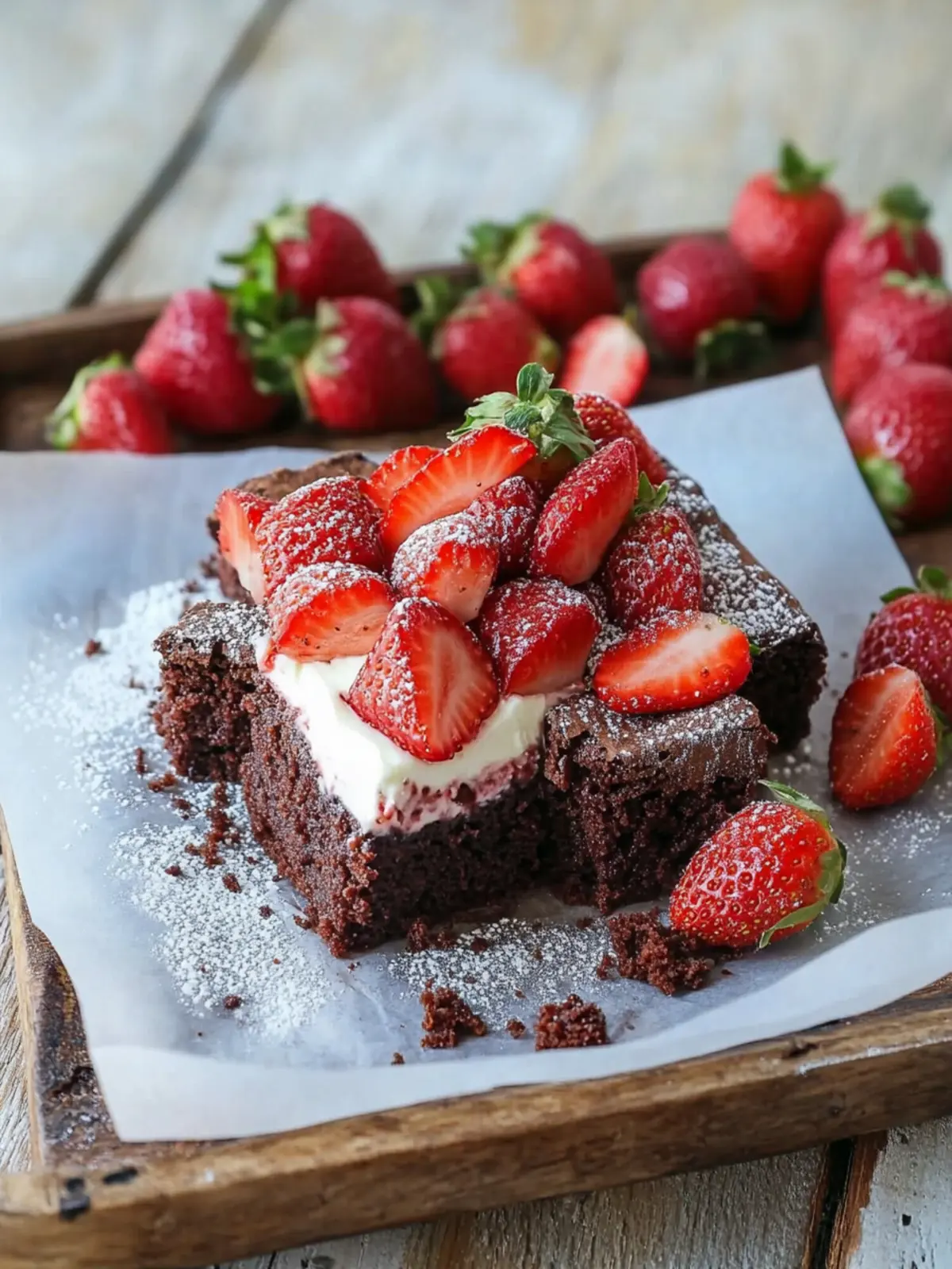 Erdbeer Schokoladen Brownie mit Mascarponecreme (wenig Zucker - mehr Gemüse)