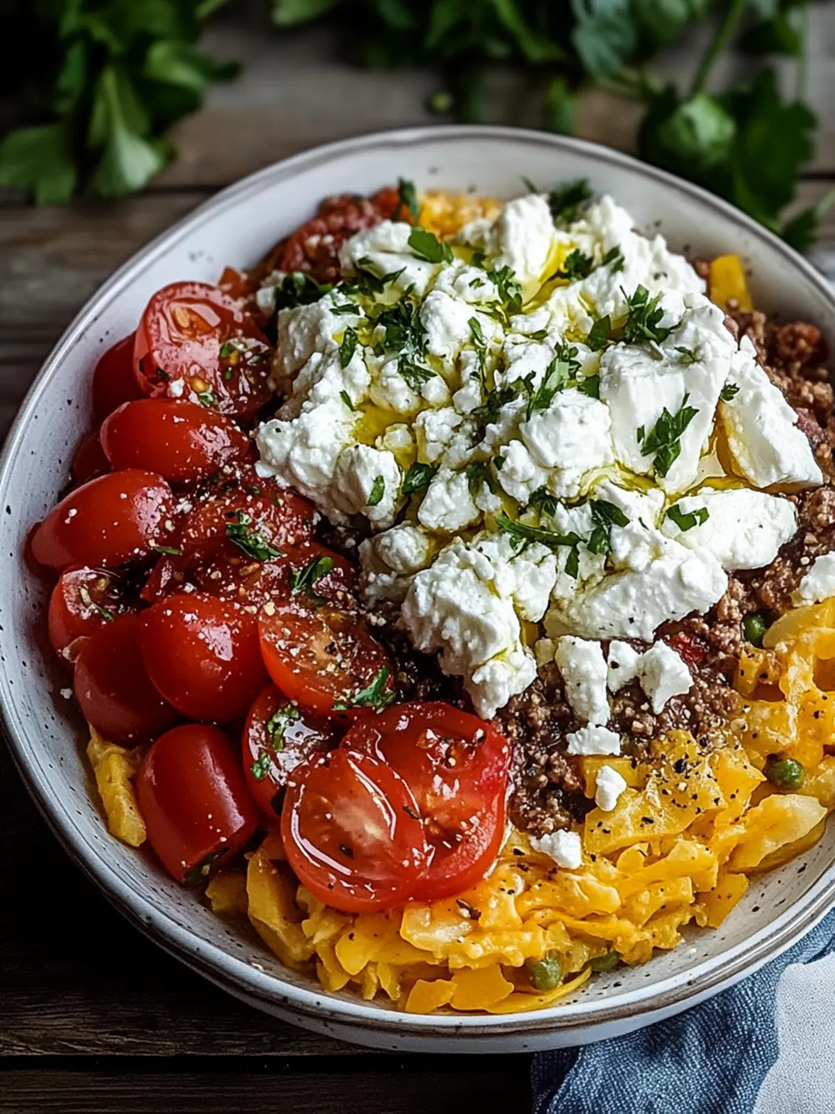 Griechischer Kritharaki-Hackauflauf mit Feta