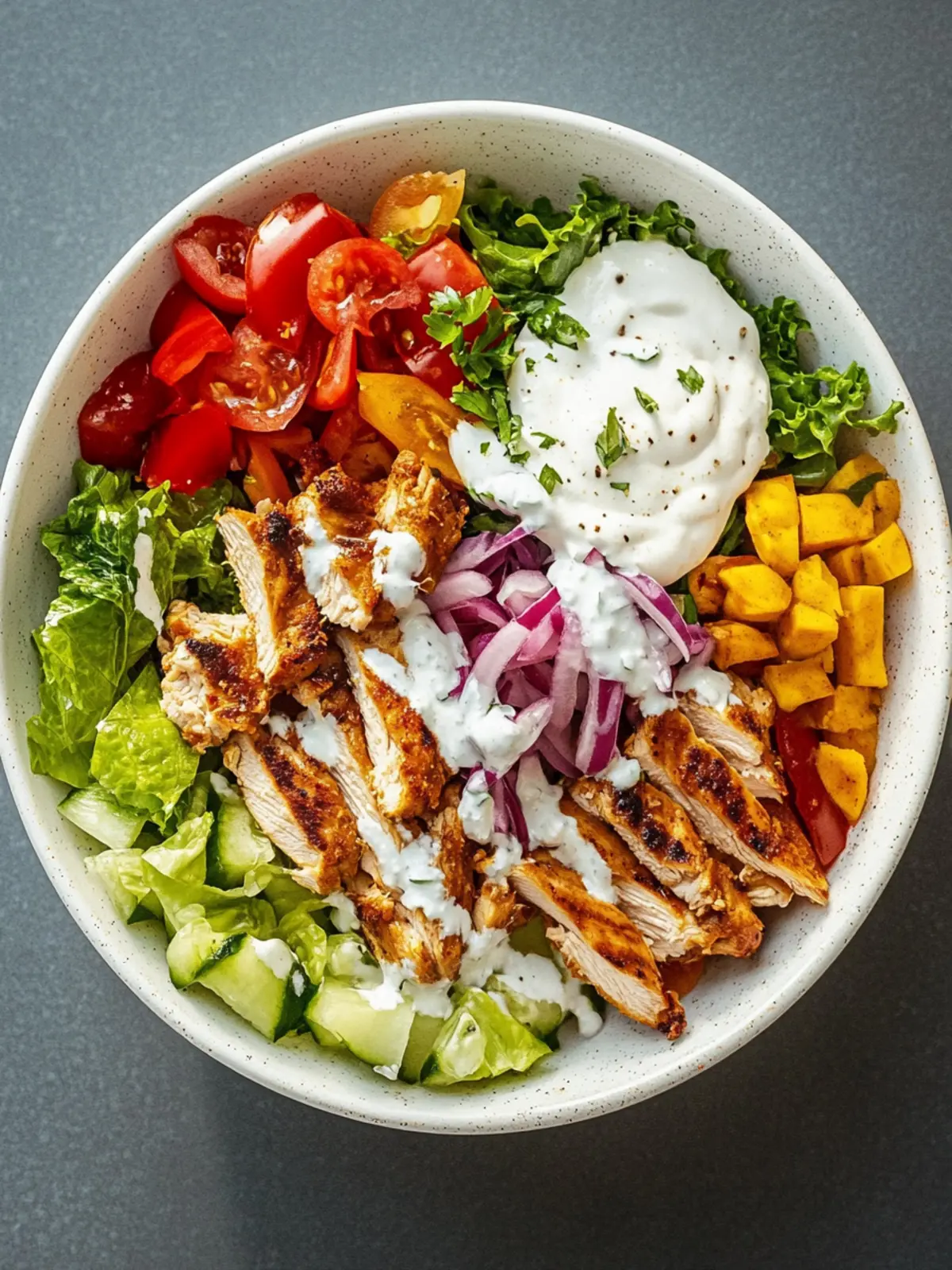 Döner Bowl with chicken and various sauces calories & nutritional values