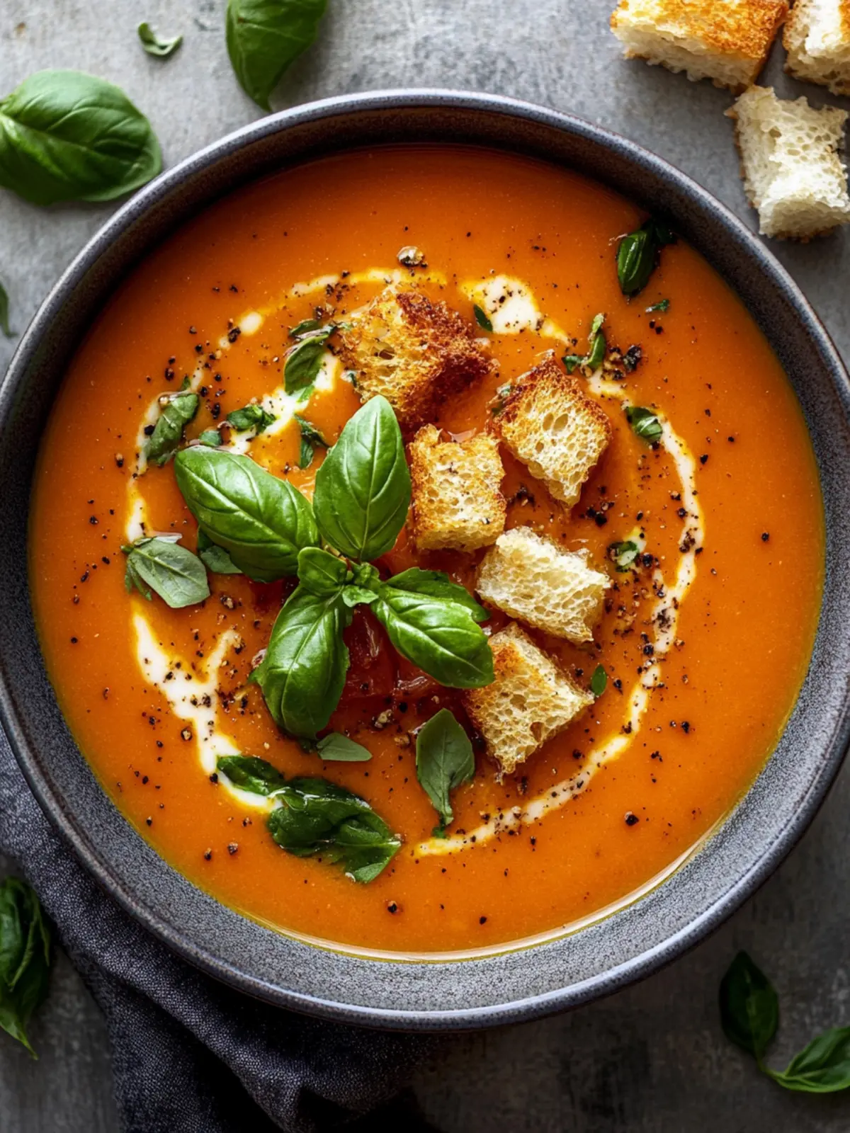 Tomatensuppe mit Knoblauch-Croutons