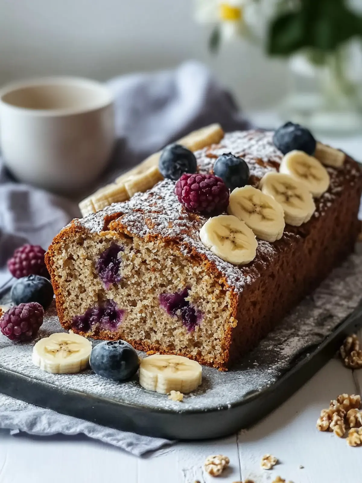 Hochprotein-Bananenbrot mit Heidelbeeren