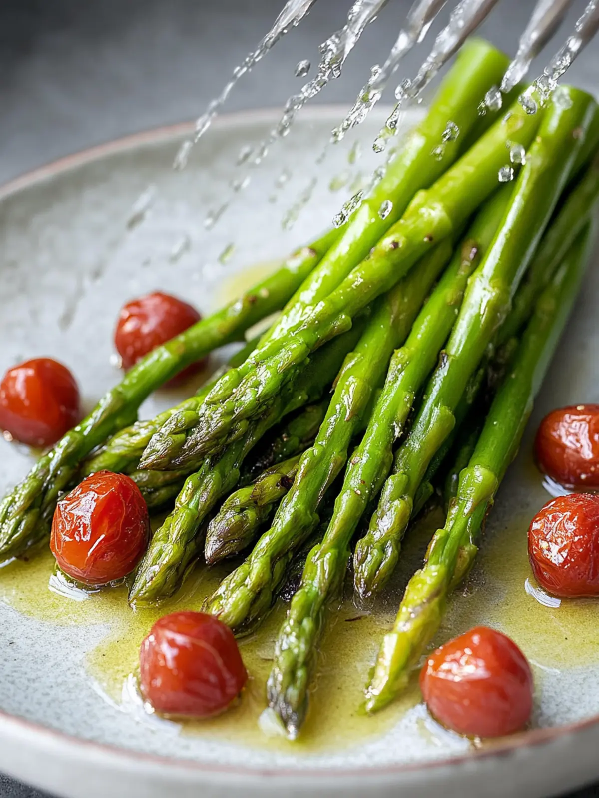 Grüner Spargel in der Pfanne gebraten