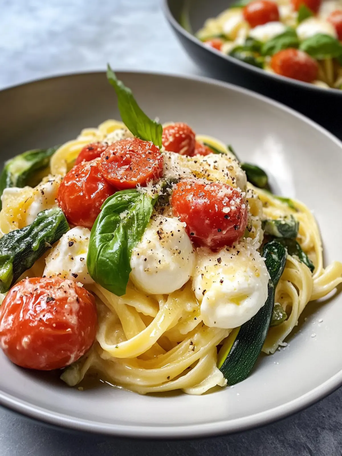 Burrata Pasta mit Tomaten und Zucchini
