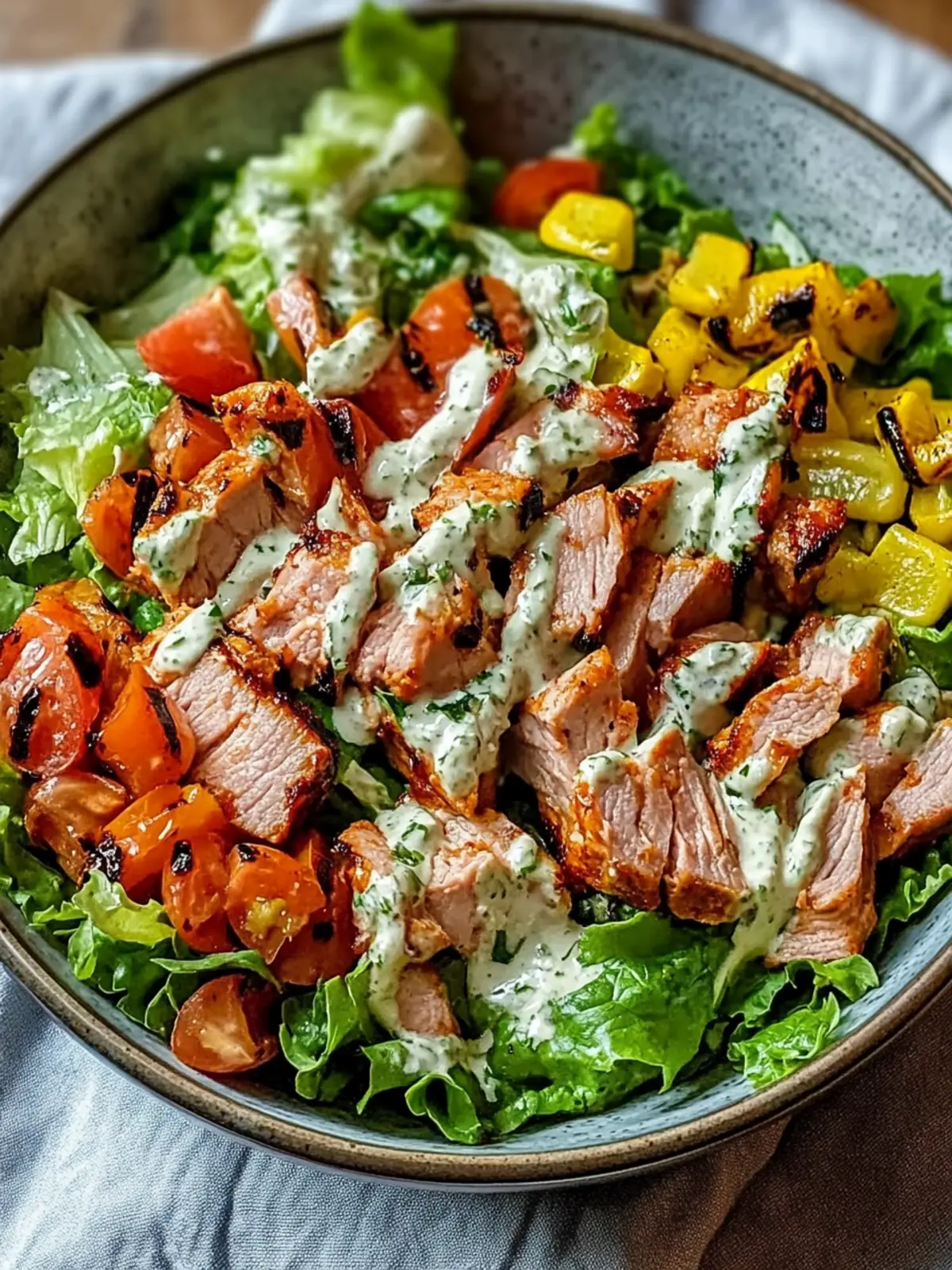 BBQ Hühnchen geschnittener Salat