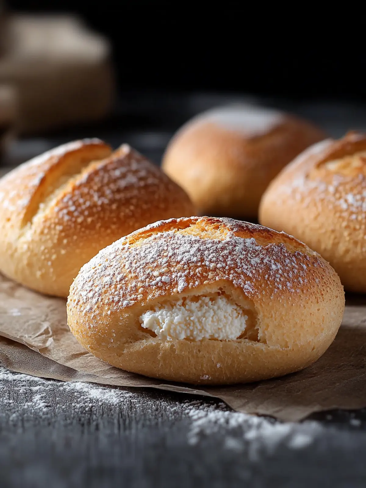 4 Dinkel-Quark-Brötchen zum Aufbacken