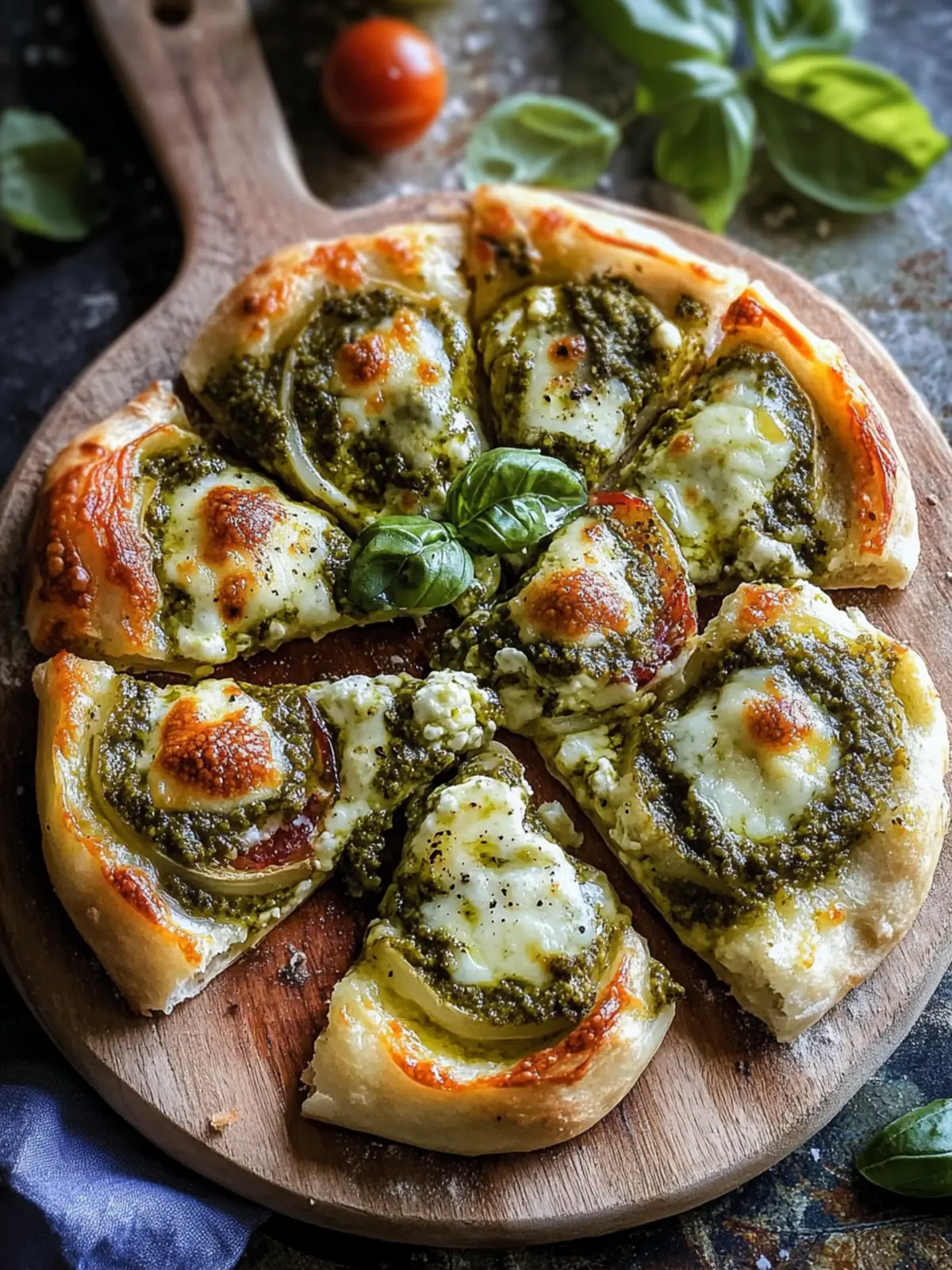 Pizzaschnecken mit Pesto und Mozzarella