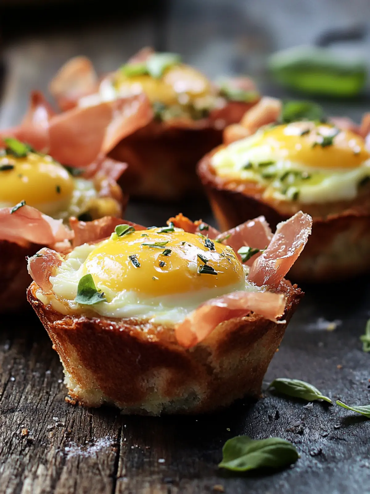 For breakfast: Savory muffins with prosciutto and egg