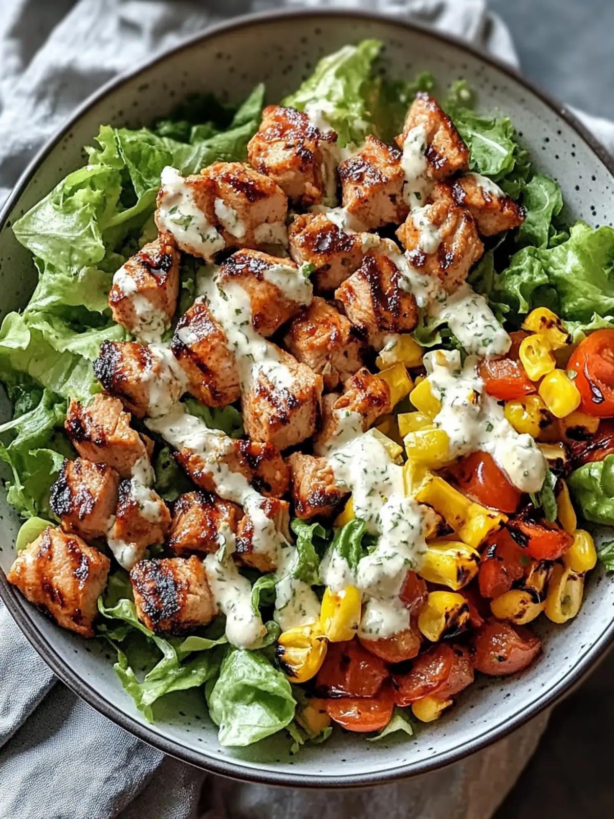 BBQ Hühnchen geschnittener Salat