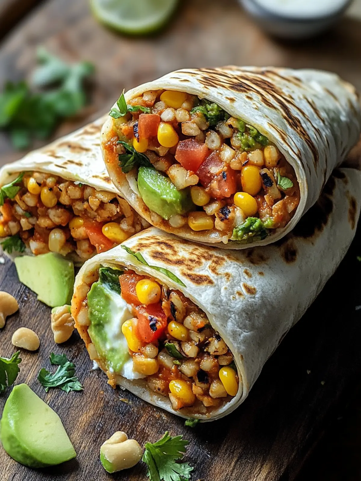 Vegetarische Burritos mit Linsen und Walnüssen