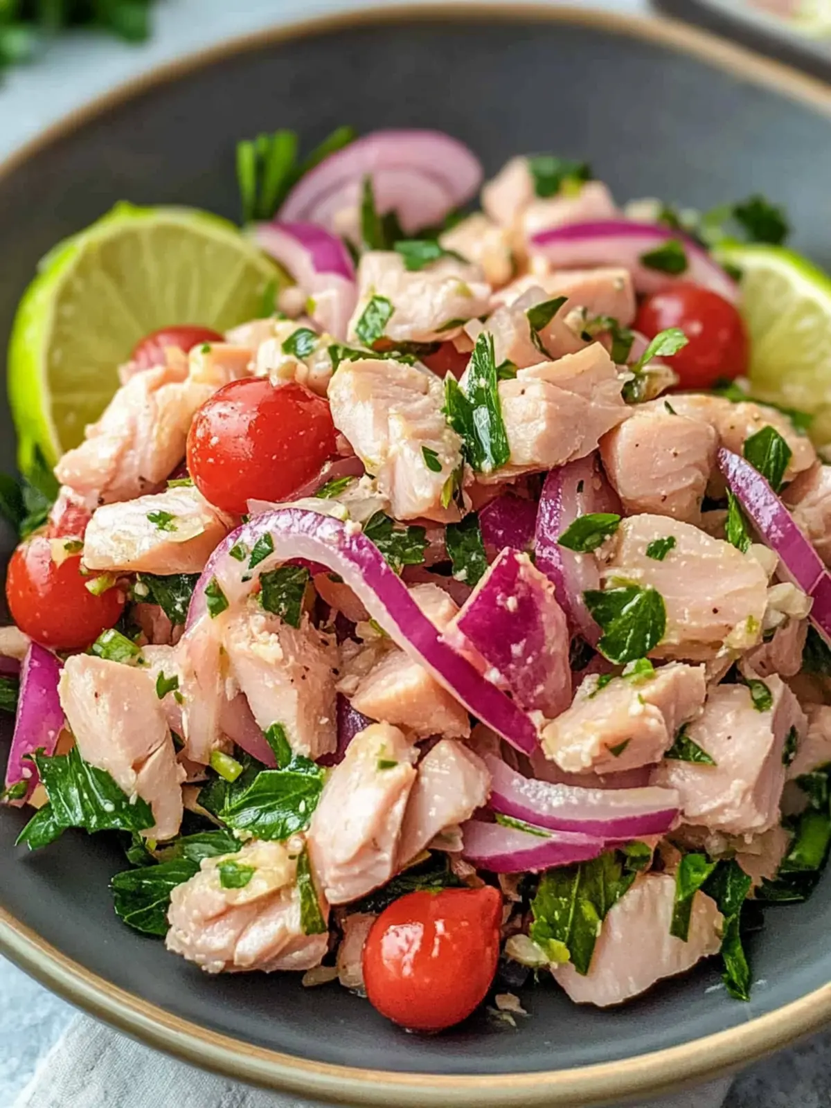 Thunfisch Weiße Bohnen Salat mit Eingelegten Roten Zwiebeln