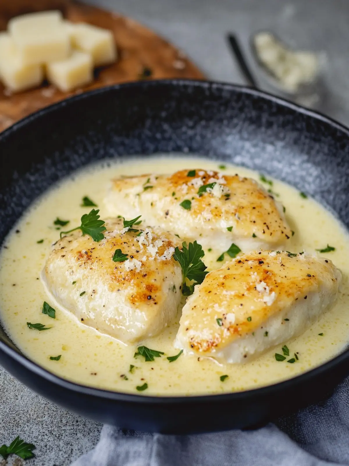 Hähnchenbrust in einer Knoblauch Parmesan Sauce