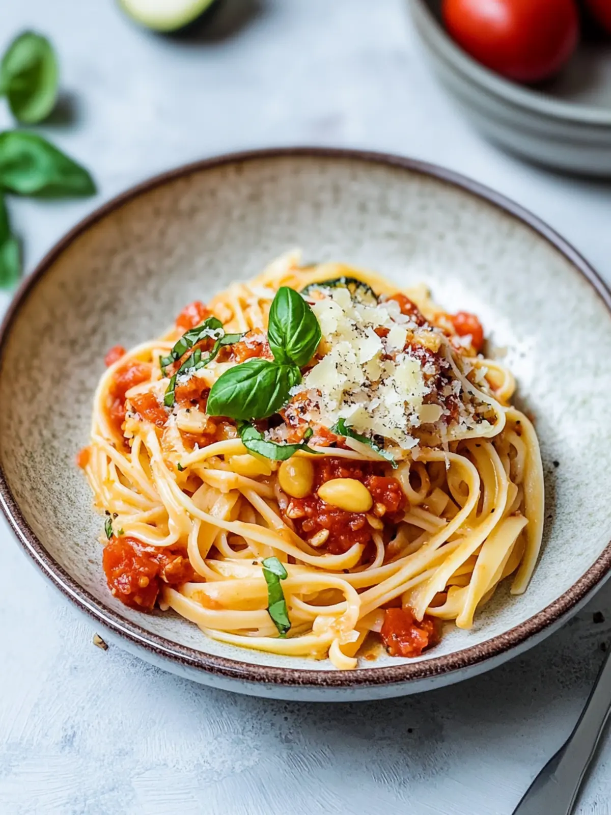 Pasta mit Tomaten-Zucchinisauce